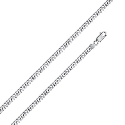 925 Sterling Silver Rhodium Plated Miami Cuban Link Chain – 2mm – Made in Italy
