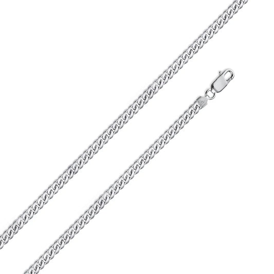 925 Sterling Silver Rhodium Plated Miami Cuban Link Chain – 2mm – Made in Italy