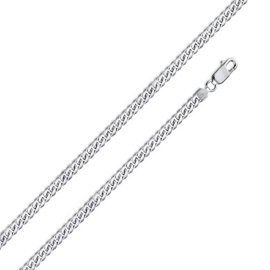 925 Sterling Silver Rhodium Plated Miami Cuban Link Chain – 3mm – 16"–30" – Made in Italy