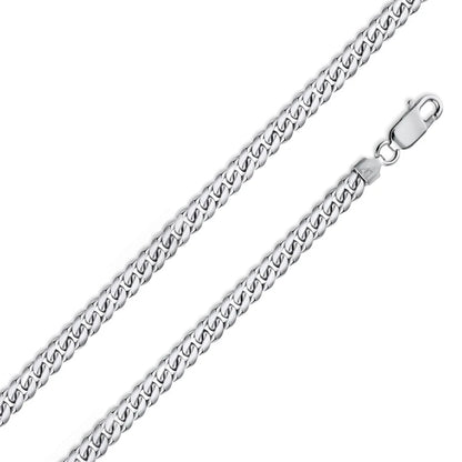 925 Sterling Silver Rhodium Plated Miami Cuban Link Necklace or Bracelet – 5mm – 8"–30" – Made in Italy