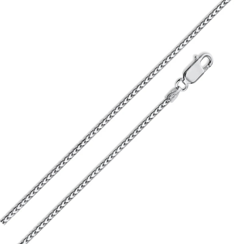 Rhodium Plated 925 Sterling Silver Franco Chain 1.1mm Made in Italy