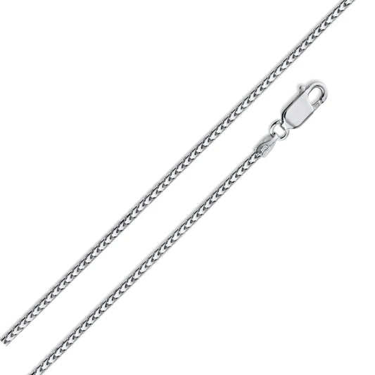 Rhodium Plated 925 Sterling Silver Franco Chain 1.1mm Made in Italy