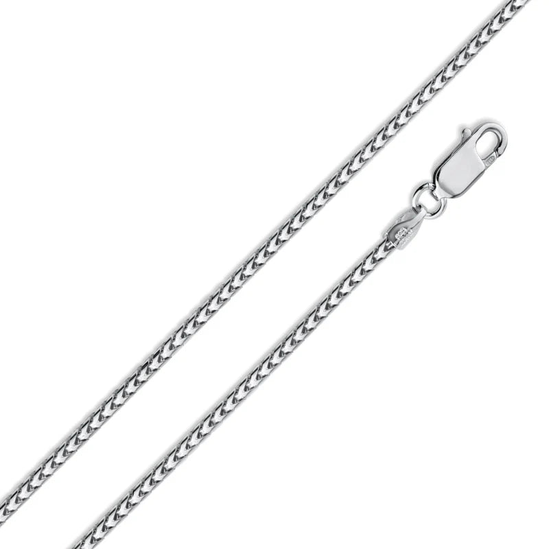 Rhodium Plated 925 Sterling Silver Franco Chain 2mm Made in Italy