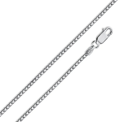 Rhodium Plated 925 Sterling Silver Franco Chain 2mm Made in Italy