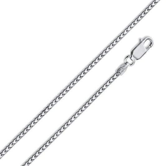 Rhodium Plated 925 Sterling Silver Franco Chain 2mm Made in Italy