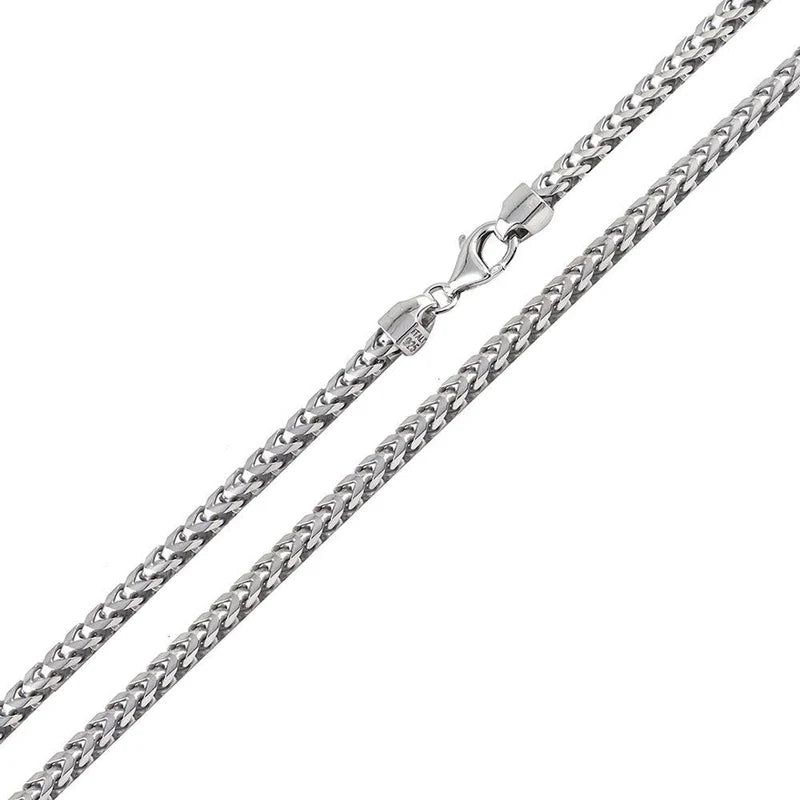 Rhodium Plated 925 Sterling Silver Franco Chain 3mm Made in Italy