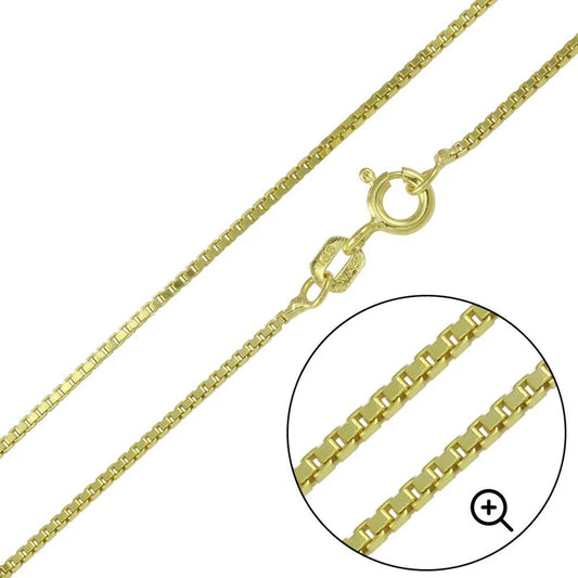 Gold Plated 925 Sterling Silver Box Chains 1mm