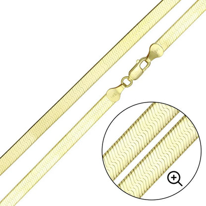 Herringbone Chain Necklace or Bracelet – Gold Plated 925 Sterling Silver – 3.5mm – 7"–30" – Made in Italy