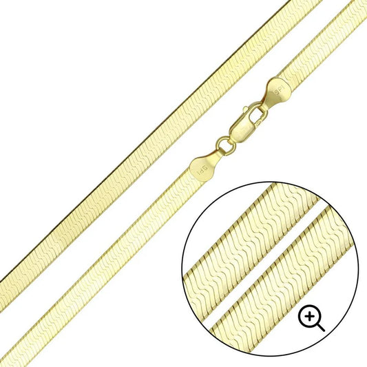 Herringbone Chain Necklace or Bracelet – Gold Plated 925 Sterling Silver – 3.5mm – 7"–30" – Made in Italy