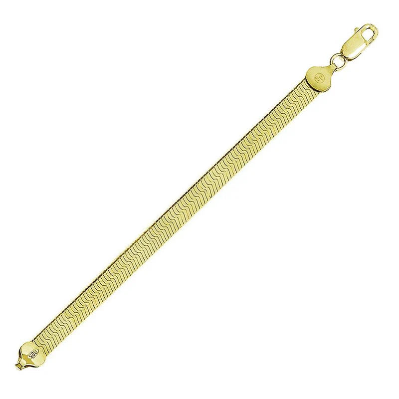 Herringbone Chain Necklace or Bracelet – Gold Plated 925 Sterling Silver – 3.5mm – 7"–30" – Made in Italy