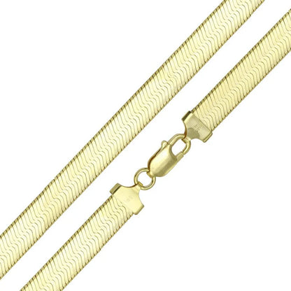 Herringbone Chain Necklace – Gold Plated 925 Sterling Silver – 9.5mm – 16"–20" – Made in Italy