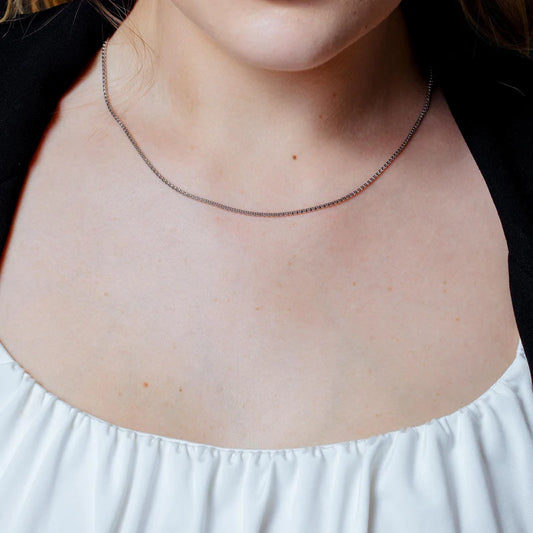Rhodium Plated DC Flat Multi Disc Coreana Chain Necklace – 925 Sterling Silver – 1.5mm – 16"–24" – Made in Italy