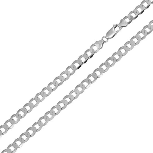 925 Sterling Silver Rhodium Plated Super Flat Curb Chain Necklace – 4mm – 18"–30" – Made in Italy