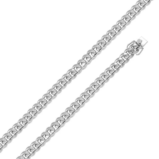 Men’s 925 Sterling Silver Rhodium Plated Miami Cuban Chain or Bracelet Box Lock – 12.5mm –  Made in Italy