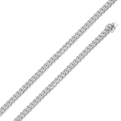 Men’s 925 Sterling Silver Rhodium Plated Miami Cuban Chain or Bracelet Box Lock – 9mm  – 8"–30" – Made in Italy