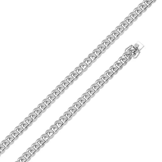 Men’s 925 Sterling Silver Rhodium Plated Miami Cuban Chain or Bracelet Box Lock – 11mm – 8"–26" – Made in Italy