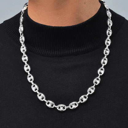 Puffed Gucci Mariner Chain Necklace or Bracelet – 925 Sterling Silver – 6mm to 11mm – Made in Italy