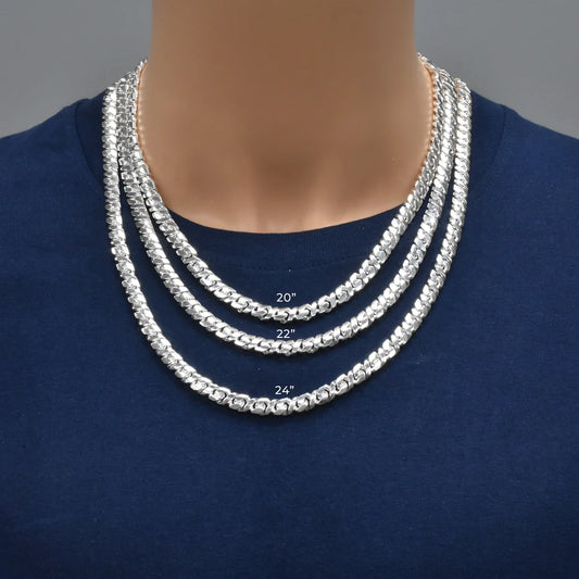 Real 925 Sterling Silver Dollar Cuban Link Chain Necklace – All Sizes – Made in Italy