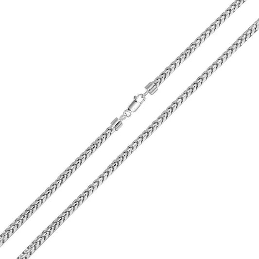 Rhodium Plated 925 Sterling Silver Round Franco Chain 3mm Made in Italy