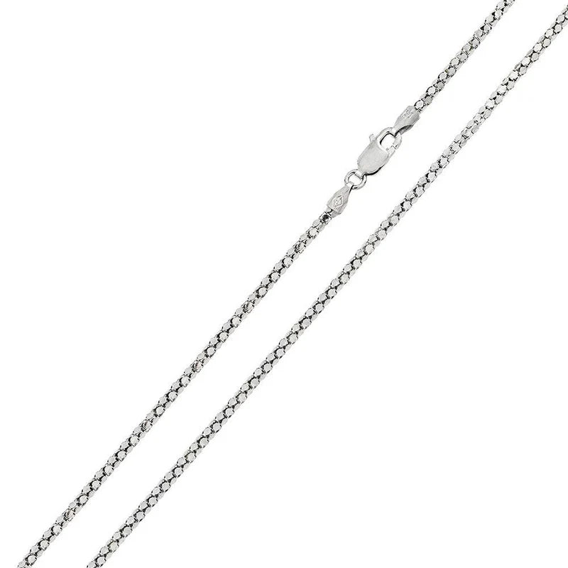 Rhodium Plated DC Flat Multi Disc Coreana Chain Necklace – 925 Sterling Silver – 1.5mm – 16"–24" – Made in Italy