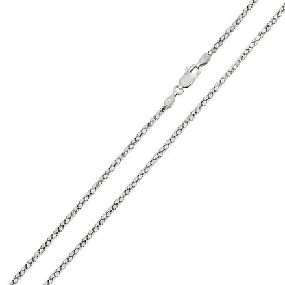 Rhodium Plated DC Flat Multi Disc Coreana Chain Necklace – 925 Sterling Silver – 1.5mm – 16"–24" – Made in Italy