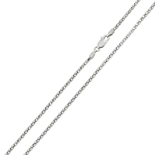 Rhodium Plated DC Flat Multi Disc Coreana Chain Necklace – 925 Sterling Silver – 1.5mm – 16"–24" – Made in Italy
