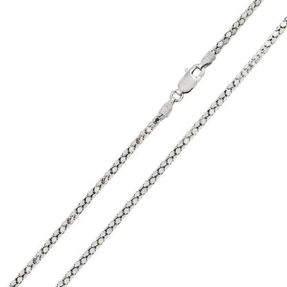 Rhodium Plated DC Flat Multi Disc Coreana Chain Necklace – 925 Sterling Silver – 2mm – 16"–24" – Made in Italy