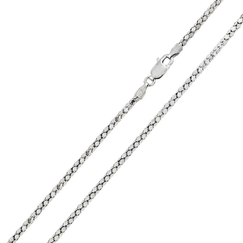 Rhodium Plated DC Flat Multi Disc Coreana Chain Necklace – 925 Sterling Silver – 3mm – 16"–20" – Made in Italy