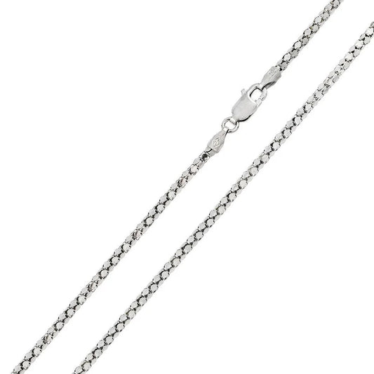 Rhodium Plated DC Flat Multi Disc Coreana Chain Necklace – 925 Sterling Silver – 3mm – 16"–20" – Made in Italy
