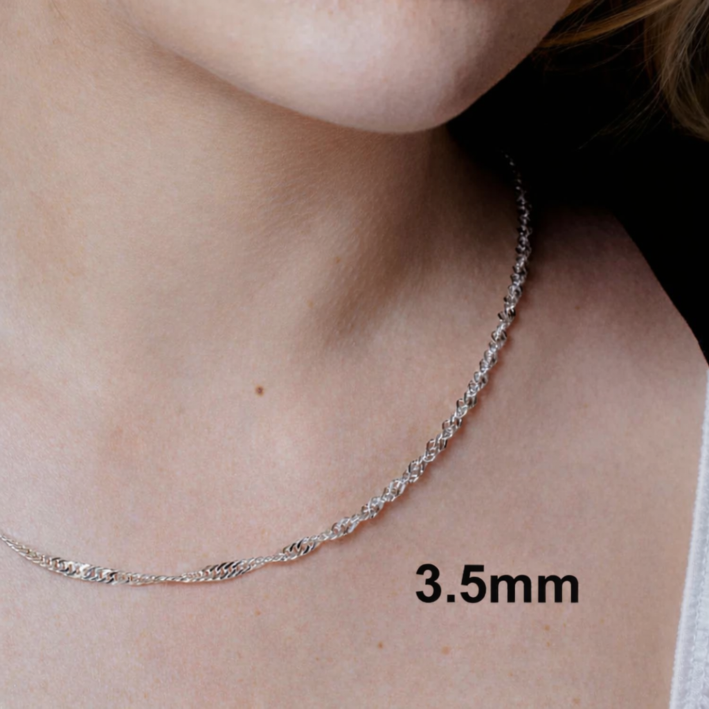 925 Sterling Silver Singapore Rope Chain Necklace – 1.5mm–3.5mm – All Sizes – Made in Italy