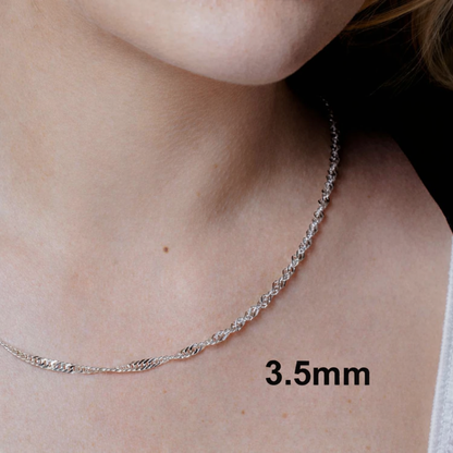 925 Sterling Silver Singapore Rope Chain Necklace – 1.5mm–3.5mm – All Sizes – Made in Italy