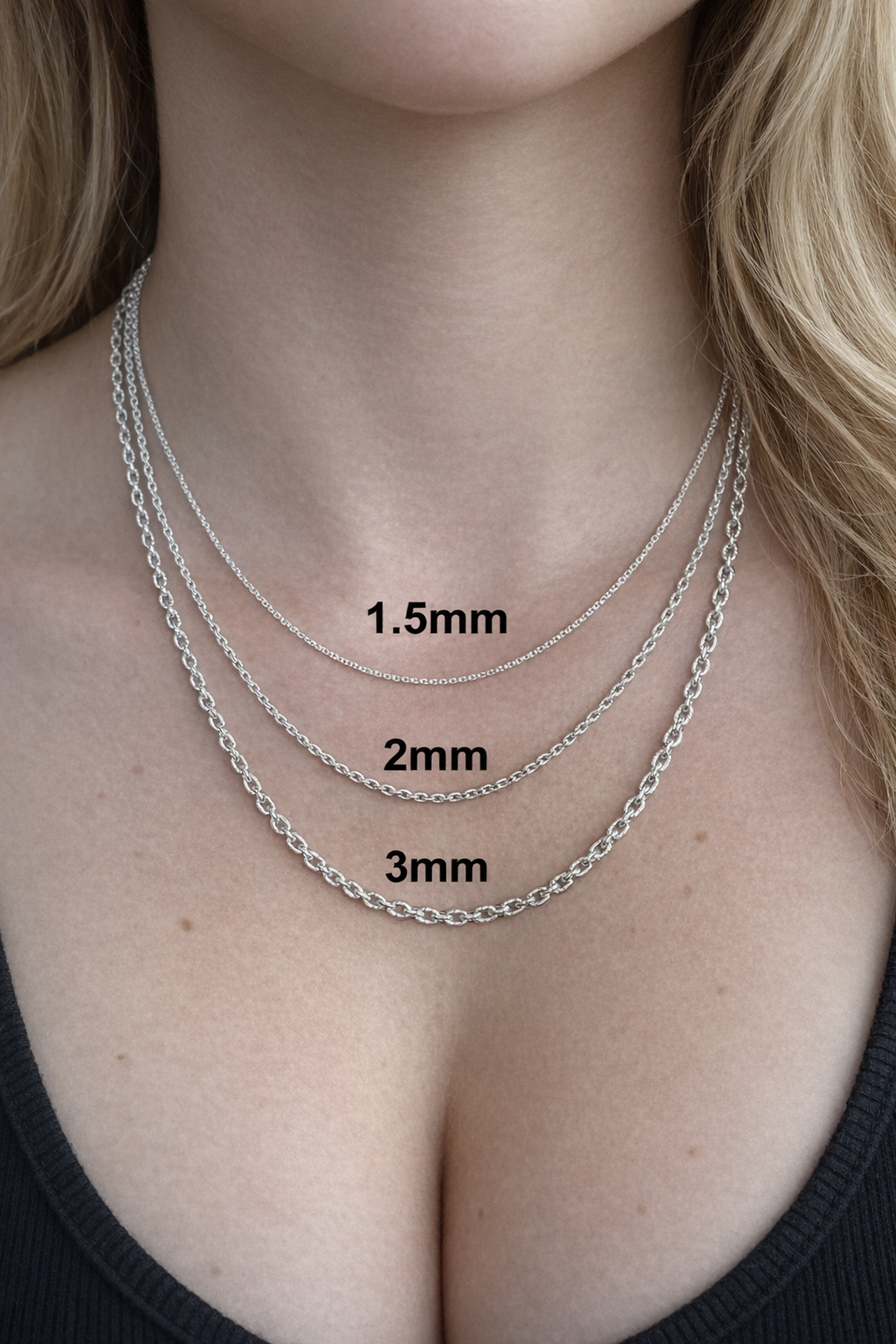 Round Rolo Necklace Real Solid 925 Sterling Silver Chain 1mm - 3mm Made In Italy