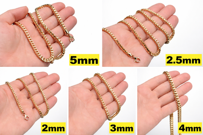 Franco Link Chain Necklace - 14k Gold Vermeil 925 Sterling Silver - 8"-30" - 1.3mm-7mm