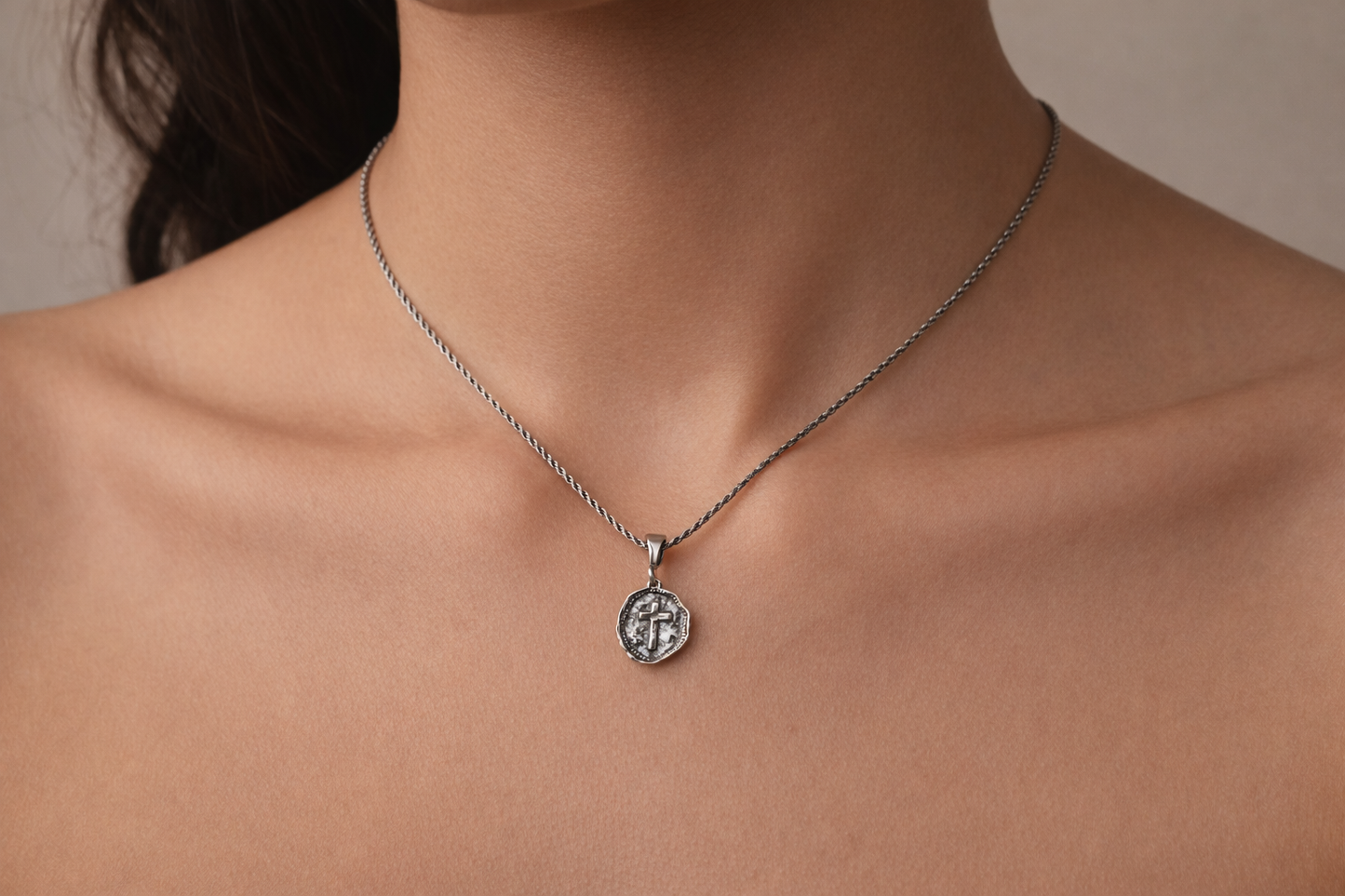 Men’s Women’s Solid 925 Sterling Silver Cross Pendant Necklace - 18” Rope Chain