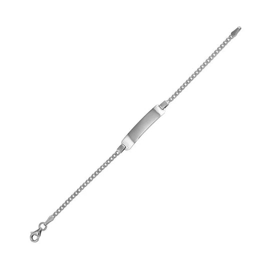 Rhodium Plated 925 Sterling Silver Thin Curb Baby ID Bracelet
