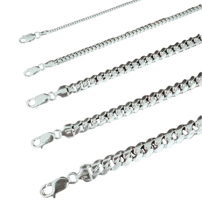 Mens Real Solid 925 Sterling Silver Miami Cuban Chain 4-10mm Heavy Link Necklace