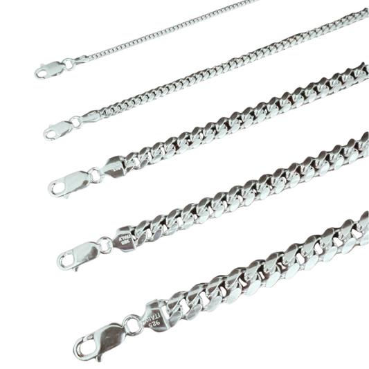 Mens Real Solid 925 Sterling Silver Miami Cuban Chain 4-10mm Heavy Link Necklace