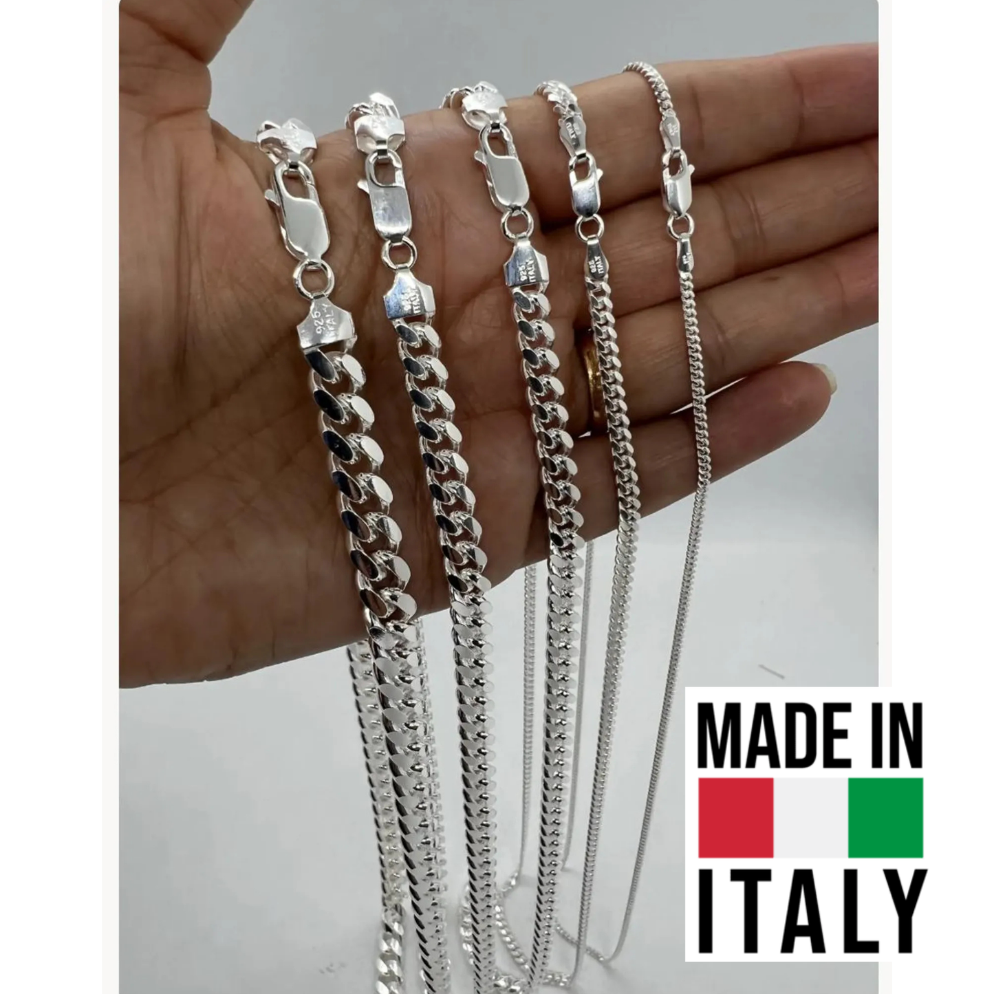 Mens Real Solid 925 Sterling Silver Miami Cuban Chain 4-10mm Heavy Link Necklace