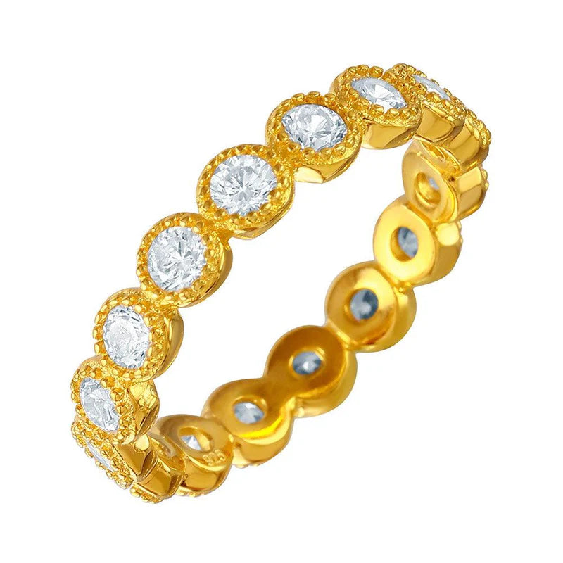 Silver 925 Gold Plated Stackable CZ Ring