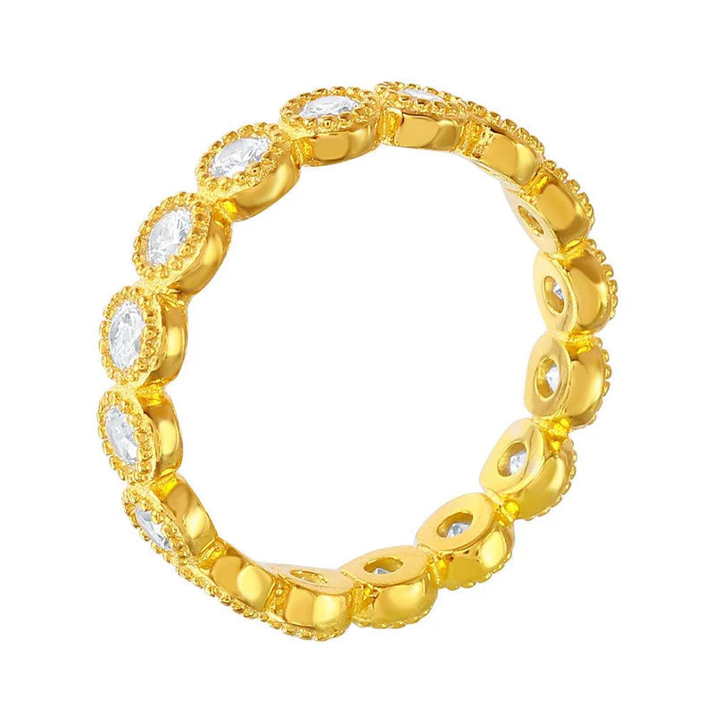 Silver 925 Gold Plated Stackable CZ Ring