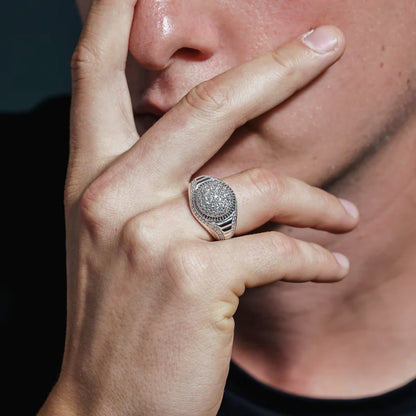 Rhodium Plated 925 Sterling Silver Men's Crown Ring