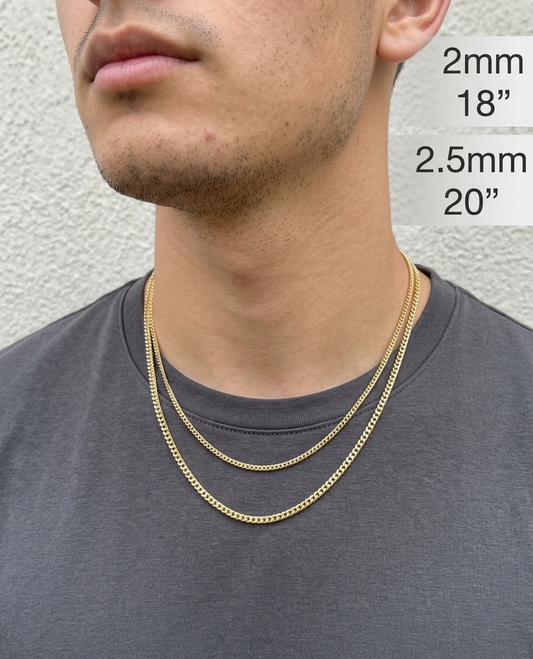 Franco Link Chain Necklace - 14k Gold Vermeil 925 Sterling Silver - 8"-30" - 1.3mm-7mm