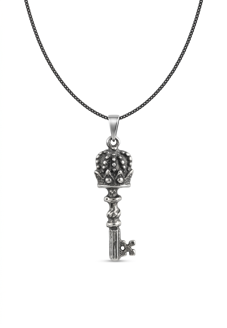 Key Pendant Necklace – Solid 925 Sterling Silver – Key Charm Necklace