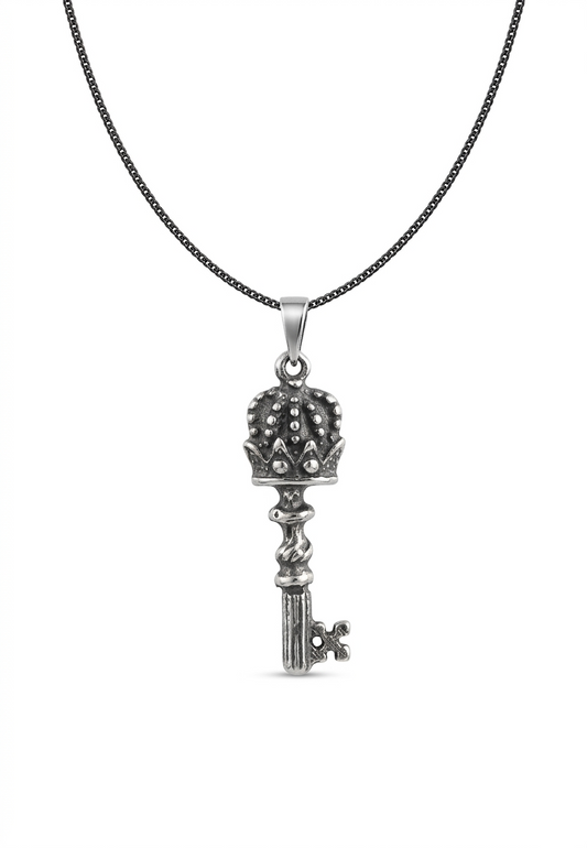 Key Pendant Necklace – Solid 925 Sterling Silver – Key Charm Necklace
