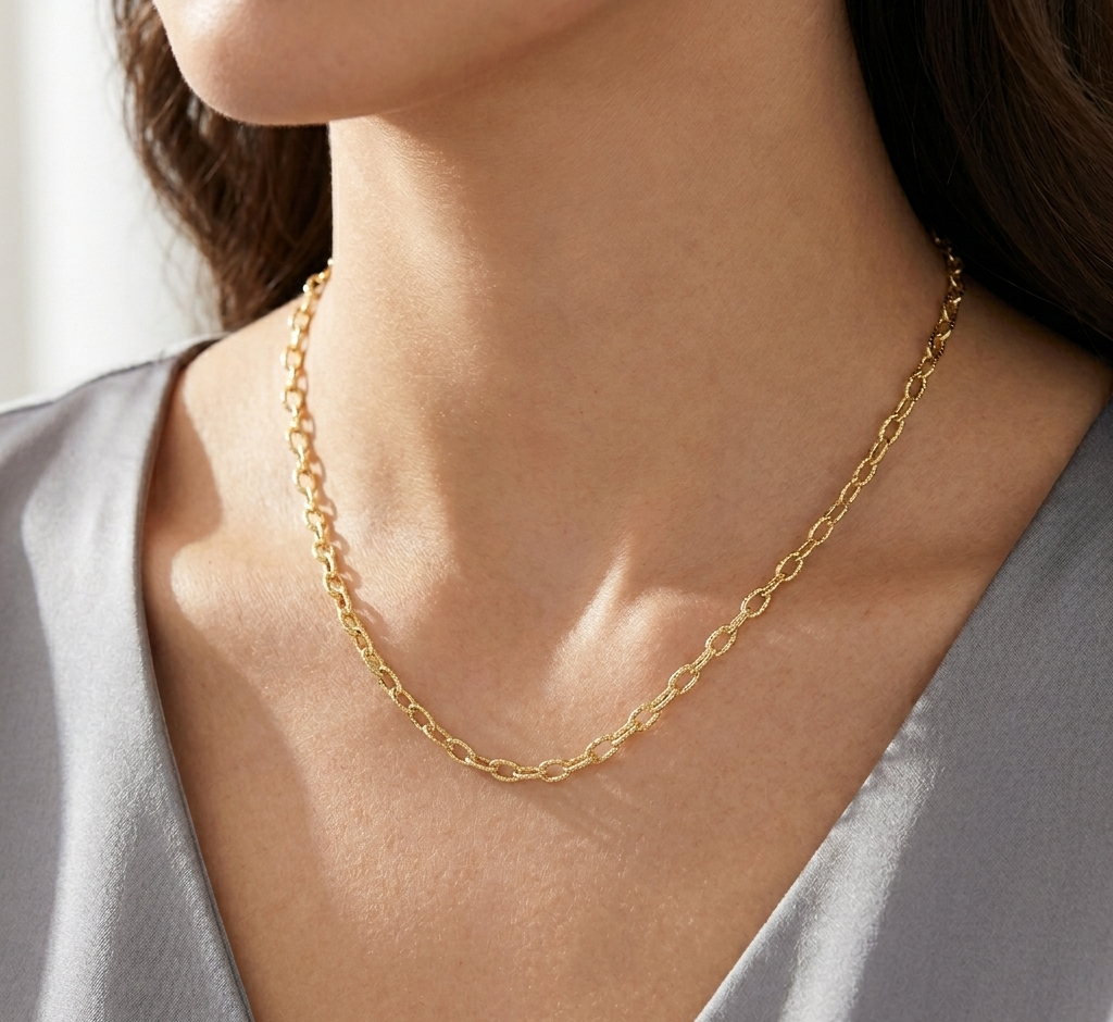 Silver Gold Plated Wire Oval Loop Chain 4mm