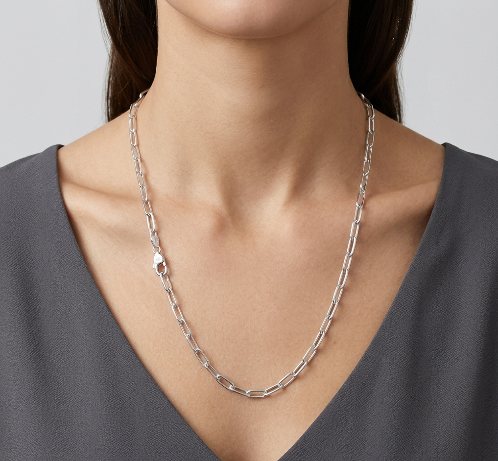 925 Sterling Silver Diamond Cut Paperclip Link 5mm Chain