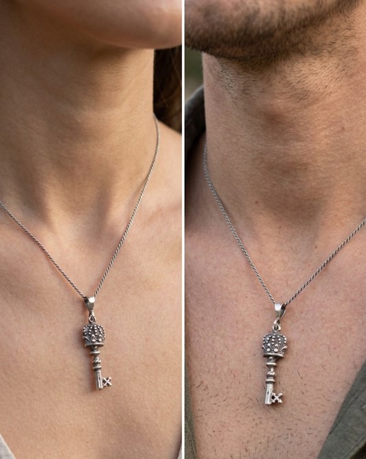 Key Pendant Necklace – Solid 925 Sterling Silver – Key Charm Necklace