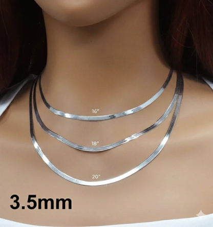 925 Sterling Silver Herringbone Chain Necklace – Solid Silver – Made in Italy