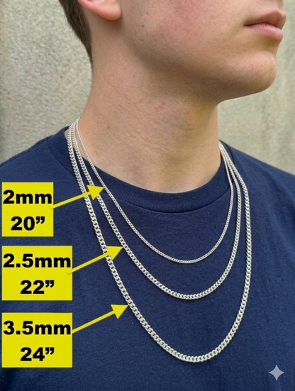 Mens Real Solid 925 Sterling Silver Miami Cuban Chain 4-10mm Heavy Link Necklace