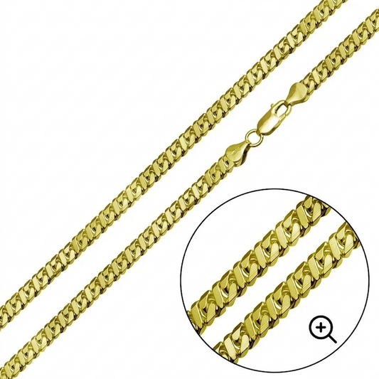 Dollar Cuban Chain Necklace – Gold Plated 925 Sterling Silver – 5.5mm – 26"–30" – Made in Italy